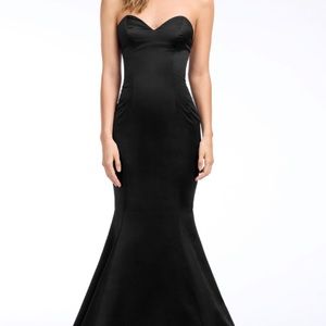 Hayley Paige black satin bridesmaids dress